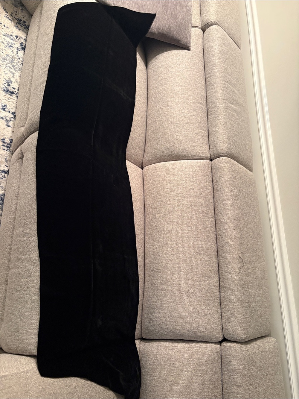 Long Black Velvet Scarf